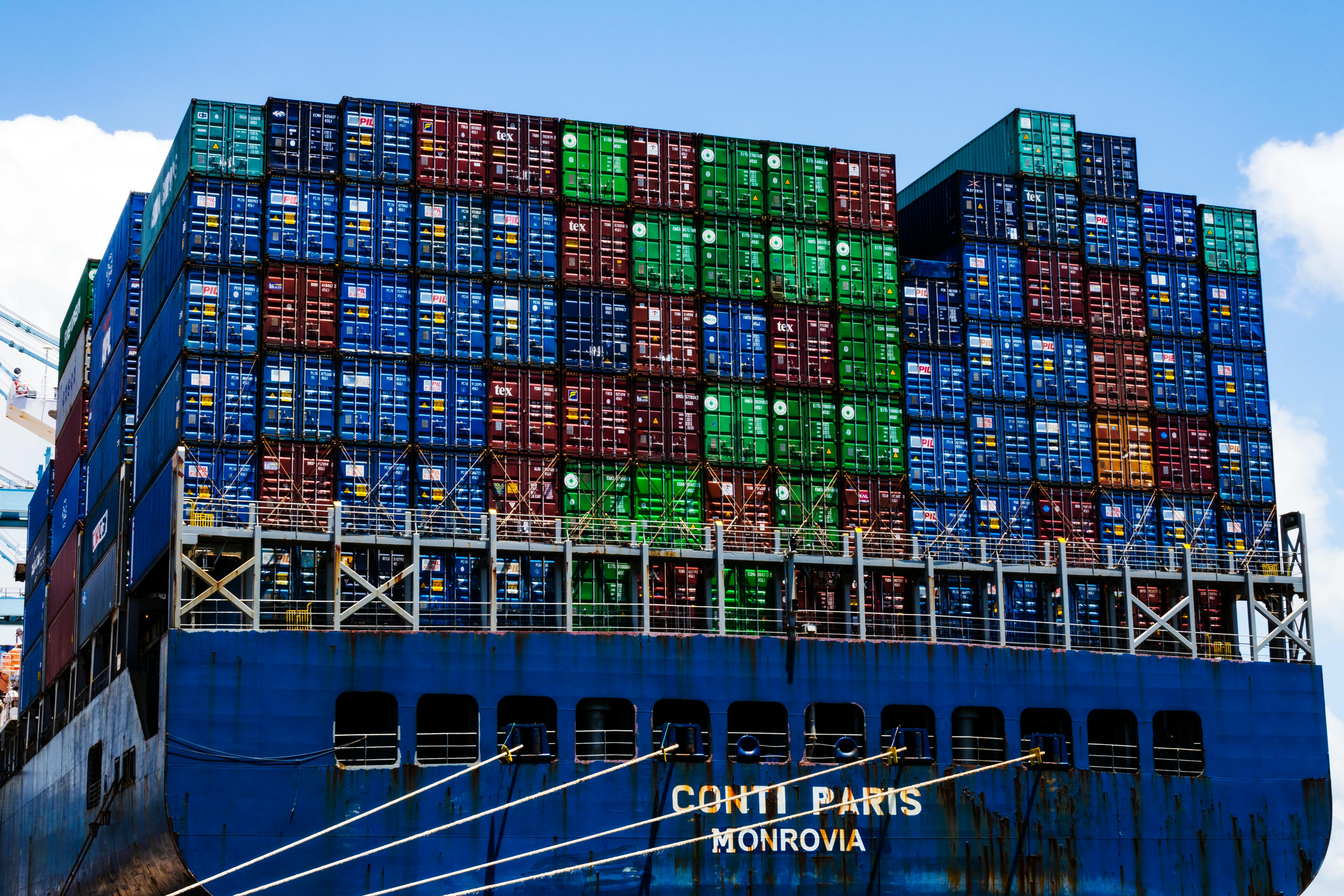 Cargo container ship at port